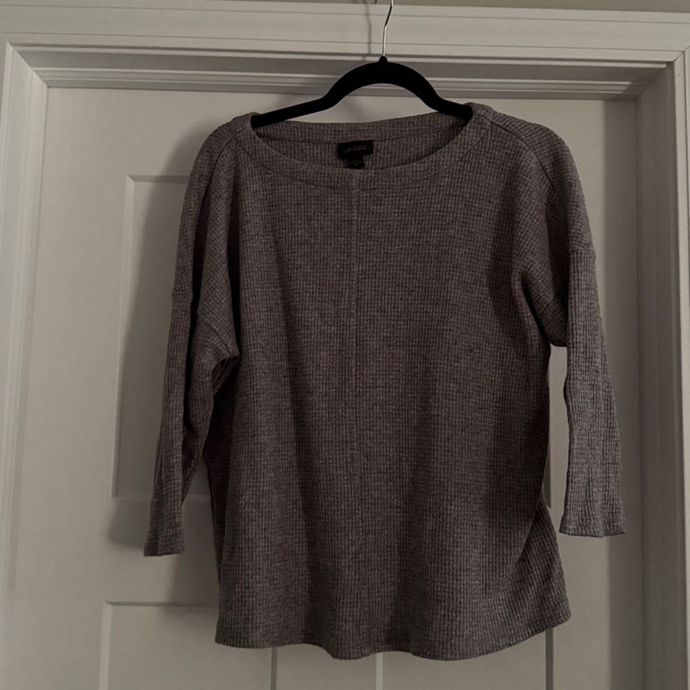 J. Jill Heather Gray Waffle Knit Top